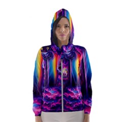 Purple Drawing Digital Art Women s Hooded Windbreaker by Amaryn4rt