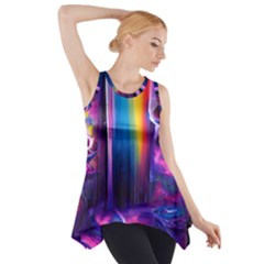 Purple Drawing Digital Art Side Drop Tank Tunic by Amaryn4rt