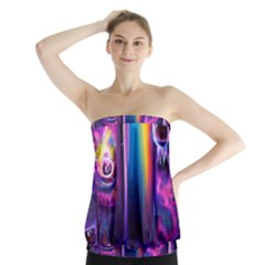 Purple Drawing Digital Art Strapless Top by Amaryn4rt