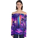 Purple Drawing Digital Art Off Shoulder Long Sleeve Top View1