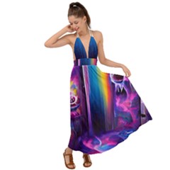 Purple Drawing Digital Art Backless Maxi Beach Dress by Amaryn4rt