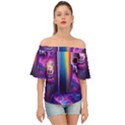 Purple Drawing Digital Art Off Shoulder Short Sleeve Top View1