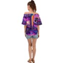 Purple Drawing Digital Art Off Shoulder Short Sleeve Top View2