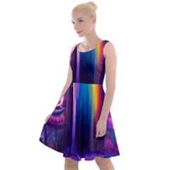 Purple Drawing Digital Art Knee Length Skater Dress by Amaryn4rt