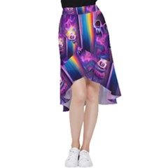 Purple Drawing Digital Art Frill Hi Low Chiffon Skirt by Amaryn4rt