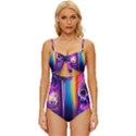 Purple Drawing Digital Art Knot Front One-Piece Swimsuit View1