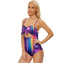 Purple Drawing Digital Art Knot Front One-Piece Swimsuit View2