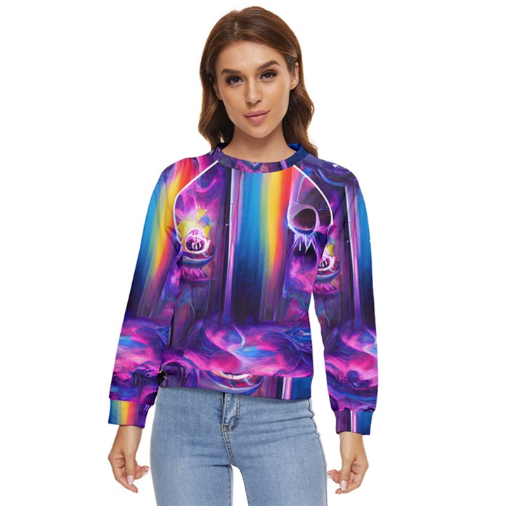 Purple Drawing Digital Art Women s Long Sleeve Raglan Tee