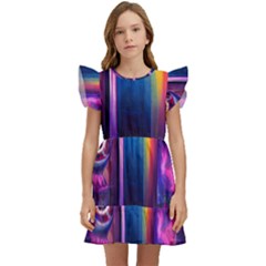 Purple Drawing Digital Art Kids  Winged Sleeve Dress