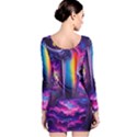 Purple Drawing Digital Art Long Sleeve Velvet Bodycon Dress View2