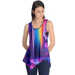 Purple Drawing Digital Art Sleeveless Tunic by Amaryn4rt