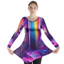 Purple Drawing Digital Art Long Sleeve Tunic  View1