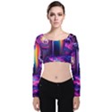 Purple Drawing Digital Art Velvet Long Sleeve Crop Top View1