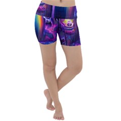 Purple Drawing Digital Art Lightweight Velour Yoga Shorts by Amaryn4rt