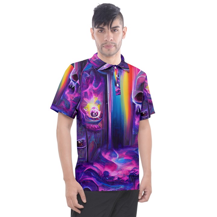 Purple Drawing Digital Art Men s Polo Tee