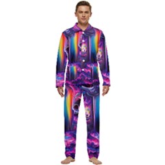 Purple Drawing Digital Art Men s Long Sleeve Velvet Pocket Pajamas Set by Amaryn4rt