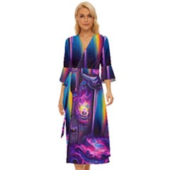 Purple Drawing Digital Art Midsummer Wrap Dress by Amaryn4rt