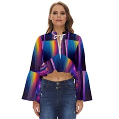 Purple Drawing Digital Art Boho Long Bell Sleeve Top by Amaryn4rt