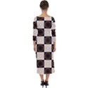 Illustration Checkered Pattern Decoration Quarter Sleeve Midi Bodycon Dress View2