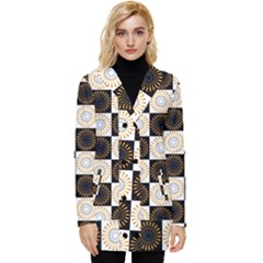 Illustration Checkered Pattern Decoration Button Up Hooded Coat  by Amaryn4rt