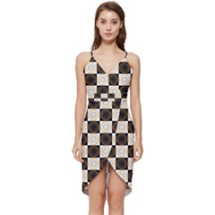 Illustration Checkered Pattern Decoration Wrap Frill Dress by Amaryn4rt