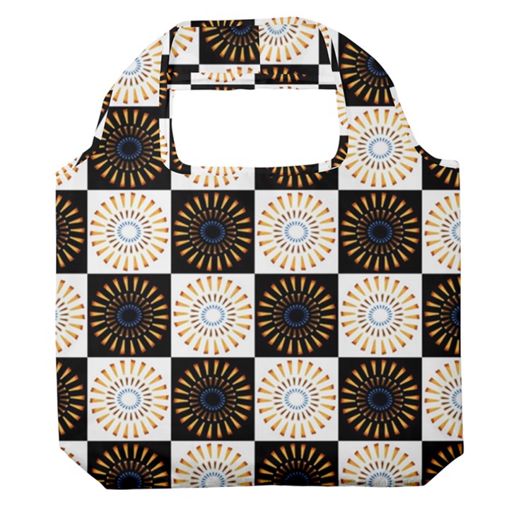 Illustration Checkered Pattern Decoration Premium Foldable Grocery Recycle Bag