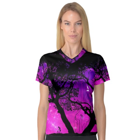 Tree Men Space Universe Surreal V-neck Sport Mesh Tee by Amaryn4rt