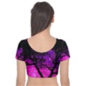 Tree Men Space Universe Surreal Velvet Short Sleeve Crop Top  View2