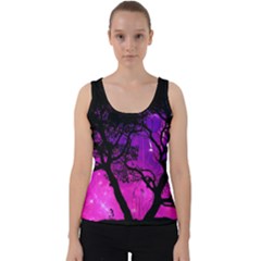 Tree Men Space Universe Surreal Velvet Tank Top by Amaryn4rt