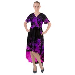 Tree Men Space Universe Surreal Front Wrap High Low Dress by Amaryn4rt