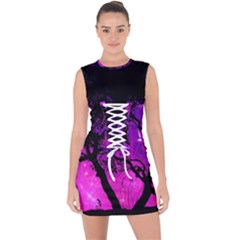 Tree Men Space Universe Surreal Lace Up Front Bodycon Dress by Amaryn4rt