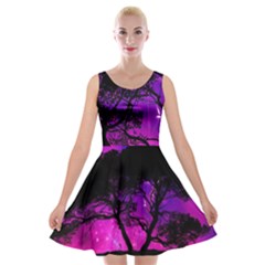 Tree Men Space Universe Surreal Velvet Skater Dress by Amaryn4rt