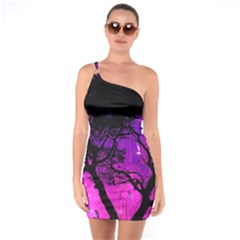 Tree Men Space Universe Surreal One Soulder Bodycon Dress by Amaryn4rt