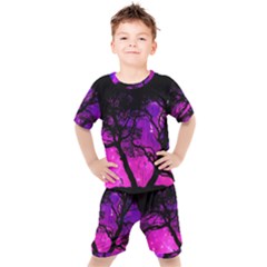 Tree Men Space Universe Surreal Kids  Tee And Shorts Set by Amaryn4rt