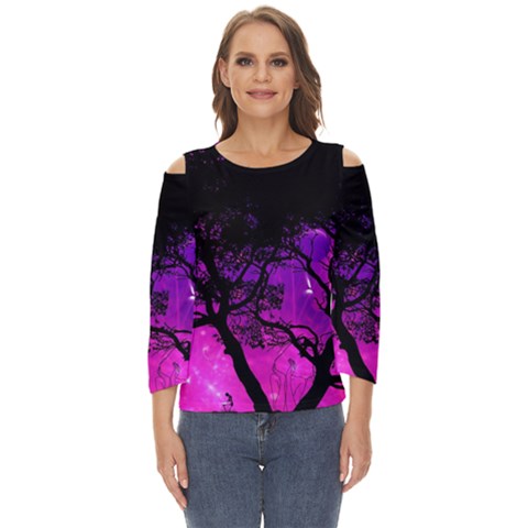 Tree Men Space Universe Surreal Cut Out Wide Sleeve Top by Amaryn4rt