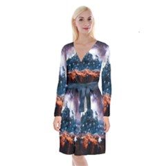 Artificial Intelligence Surreal Long Sleeve Velvet Front Wrap Dress by Amaryn4rt