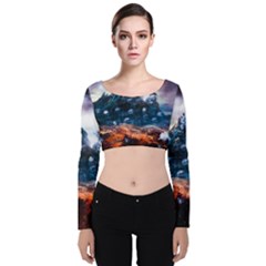 Artificial Intelligence Surreal Velvet Long Sleeve Crop Top by Amaryn4rt