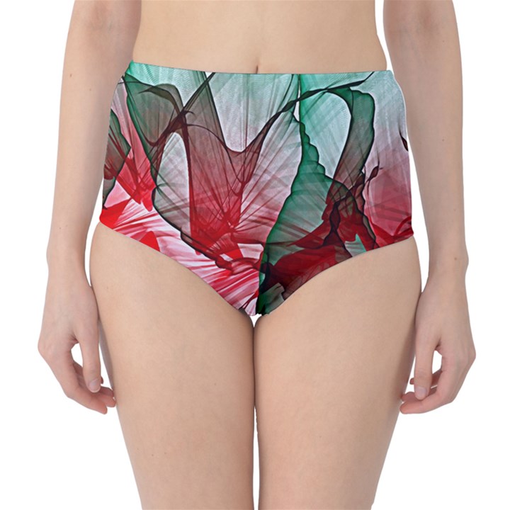 Abstract Pattern Art Colorful Classic High-Waist Bikini Bottoms