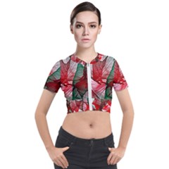 Abstract Pattern Art Colorful Short Sleeve Cropped Jacket by Amaryn4rt