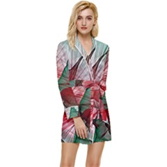 Abstract Pattern Art Colorful Long Sleeve Satin Robe by Amaryn4rt