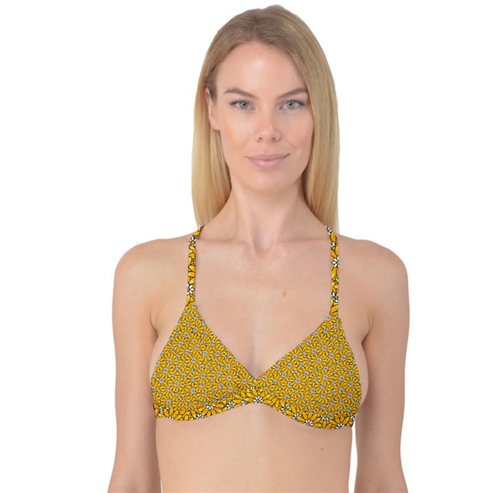 Flowers Bloom Art Colorful Artwork Reversible Tri Bikini Top