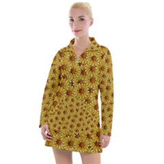 Floral Wallpaper Floral Background Women s Long Sleeve Casual Dress by Amaryn4rt