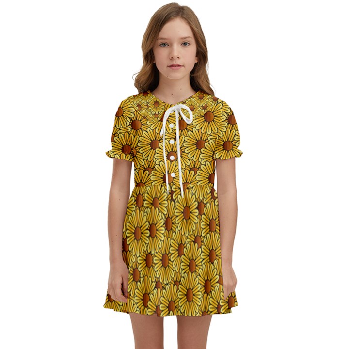 Floral Wallpaper Floral Background Kids  Sweet Collar Dress