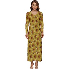 Floral Wallpaper Floral Background Long Sleeve Velour Longline Maxi Dress