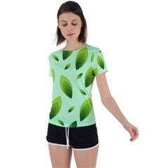 Background Pattern Leaves Nature Back Circle Cutout Sports Tee by Amaryn4rt