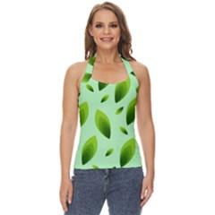 Background Pattern Leaves Nature Basic Halter Top