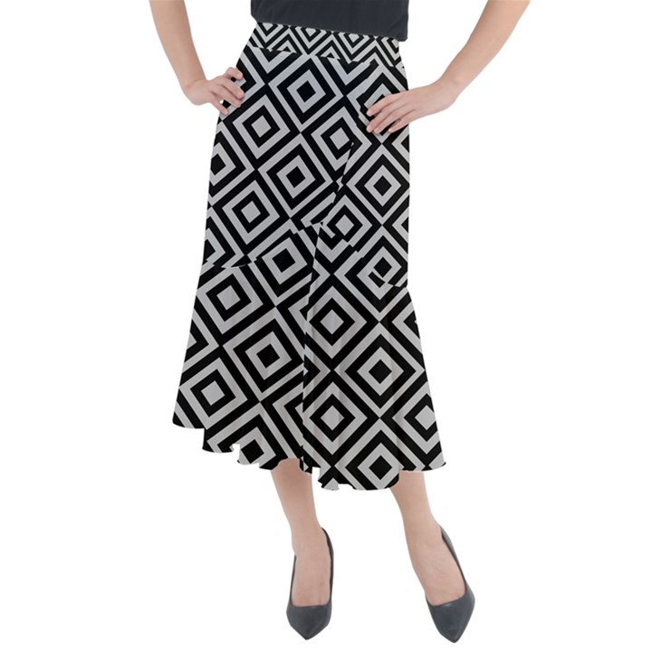 Background Pattern Geometric Midi Mermaid Skirt