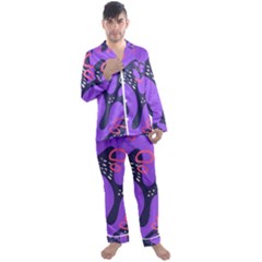 Abstract Background Shapes Banner Men s Long Sleeve Satin Pajamas Set by Amaryn4rt