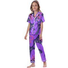 Abstract Background Shapes Banner Kids  Satin Short Sleeve Pajamas Set by Amaryn4rt