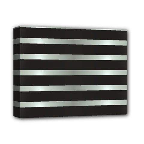 Black Silver Background Pattern Stripes Deluxe Canvas 14  X 11  (stretched) by Amaryn4rt